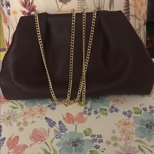 Ann Taylor Brown and Gold Clutch with Elegant Design